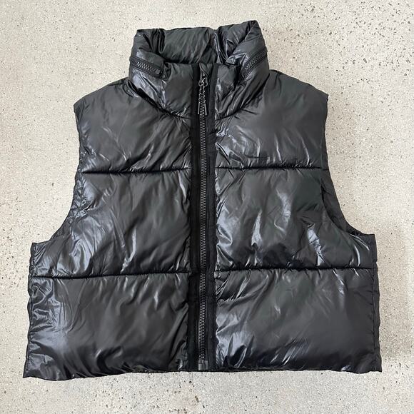 Zara Women's Outerwear Nylon Water-Repellent Puffer Gilet Vest Black - Picture 1 of 4